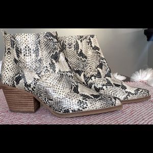 Sam Edelman Winona Bootie in Black/Nude Snake Print